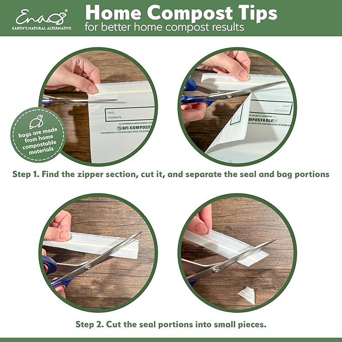 Earth's Natural Alternative Compostable Food Storage Bags, Reusable, Heavy-Duty | Resealable | Freezer Safe | Off-White | Pack of 6