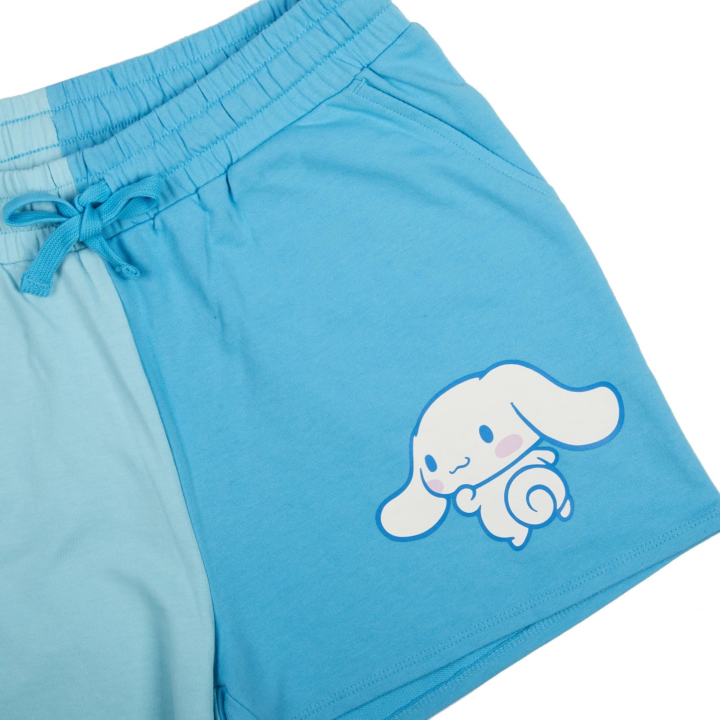 Cinnamoroll Character Art Women's Blue Contrast Sweat Shorts-Large