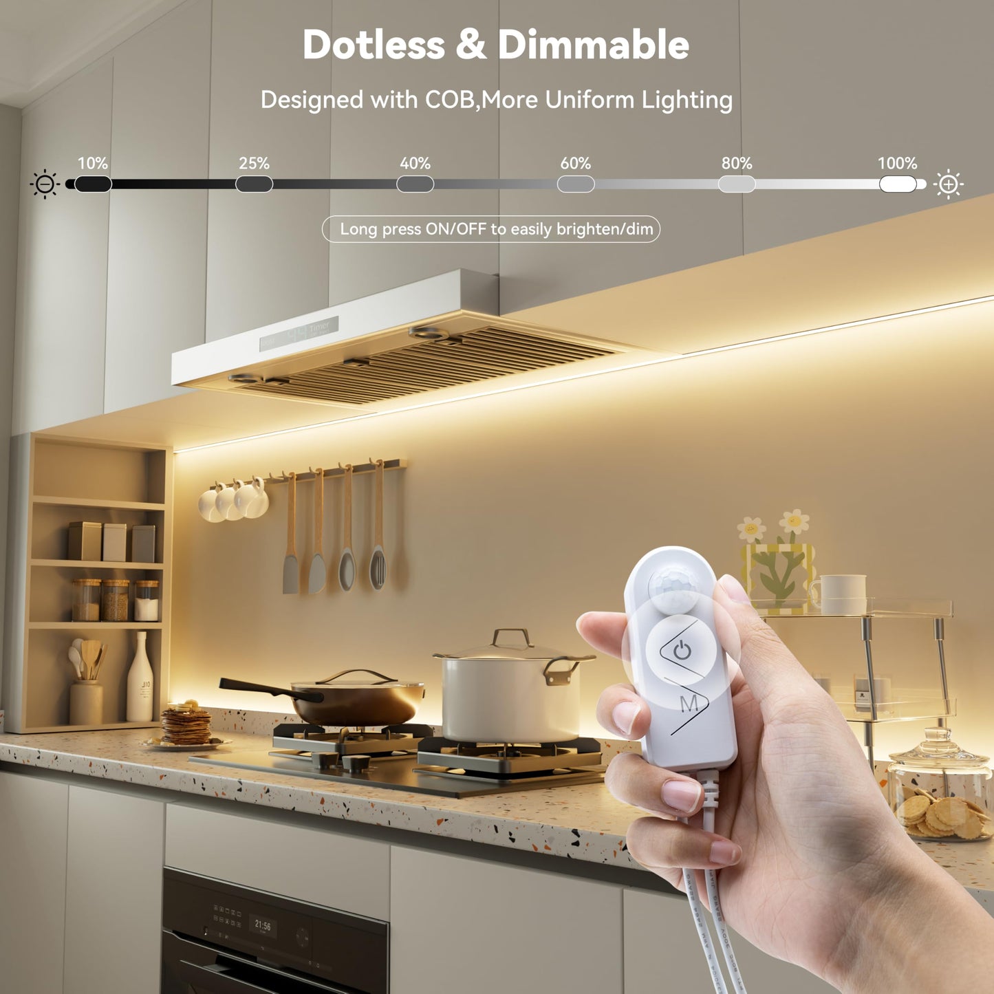 PAUTIX COB LED Strip Lights 2700K Warm White,Motion Sensor LED Lights,Dimmable 24V Motion Activated LED Strip Light,20ft Super Bright with Dual Lighting Mode,for Under Cabinet,Kitchen,Stairs,Bedroom