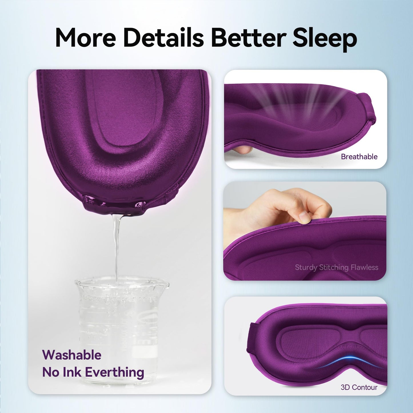 Blackout Eye Mask for Deep Sleep, 3D Weighted Sleep Mask for Women, Zero Pressure, Perfect for Airplane Travel, Meditation, Yoga, Postpartum Rest & Relaxation, Purple