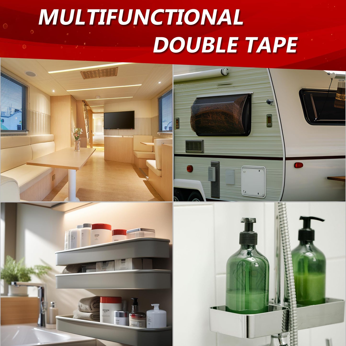 3M Double Sided Tape 0.5”×18ft VHB 5925 Black Mounting Tape Heavy Duty Waterproof Foam Tape Strong Adhesive for RV LED Strip Light Décor