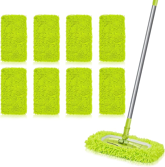 8 Pack Reusable Microfiber Mop Pads,Compatible with Swiffer Sweeper Mop, Replacement Dry Sweeping Cloths & Wet Mopping Cloths Sweeping for Surface/Hardwood Floor Cleaning