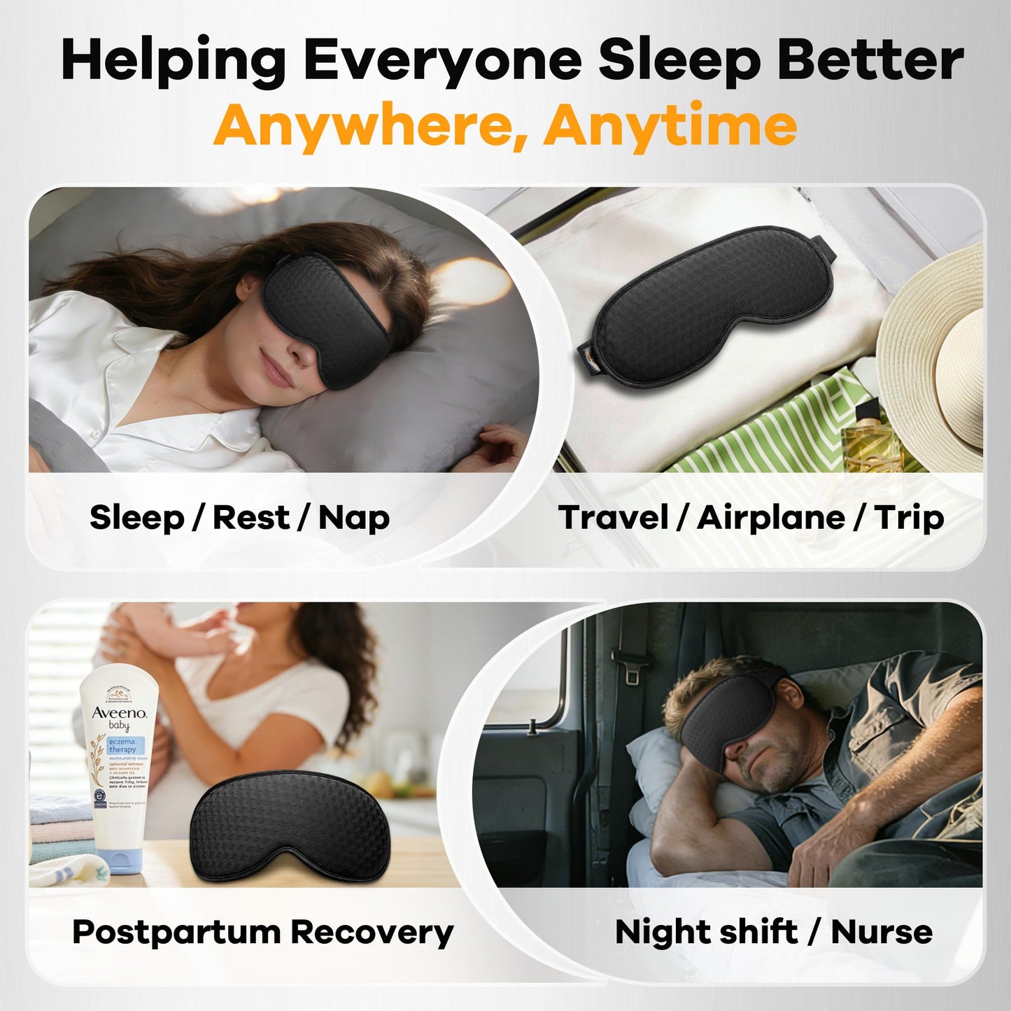 Blackout Weighted Eye Mask for Sleeping: 3D Contoured Gentle-Pressure Sleep Mask for Men & Women - Airplane Travel & Night Shift Essentials – Zero Eye Pressure, Breathable Blindfold, Black