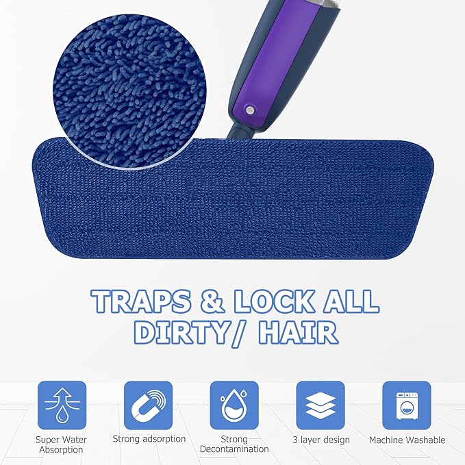 Spray Mops for Hardwood Floor Cleaning: MEXERRIS Microfiber Wet Jet Mops with 2 Bottles - 4 Washable Pads for Swiffer PowerMop - Dry Dust Home Commercial Use for Laminate Tile Vinyl Wood Floors
