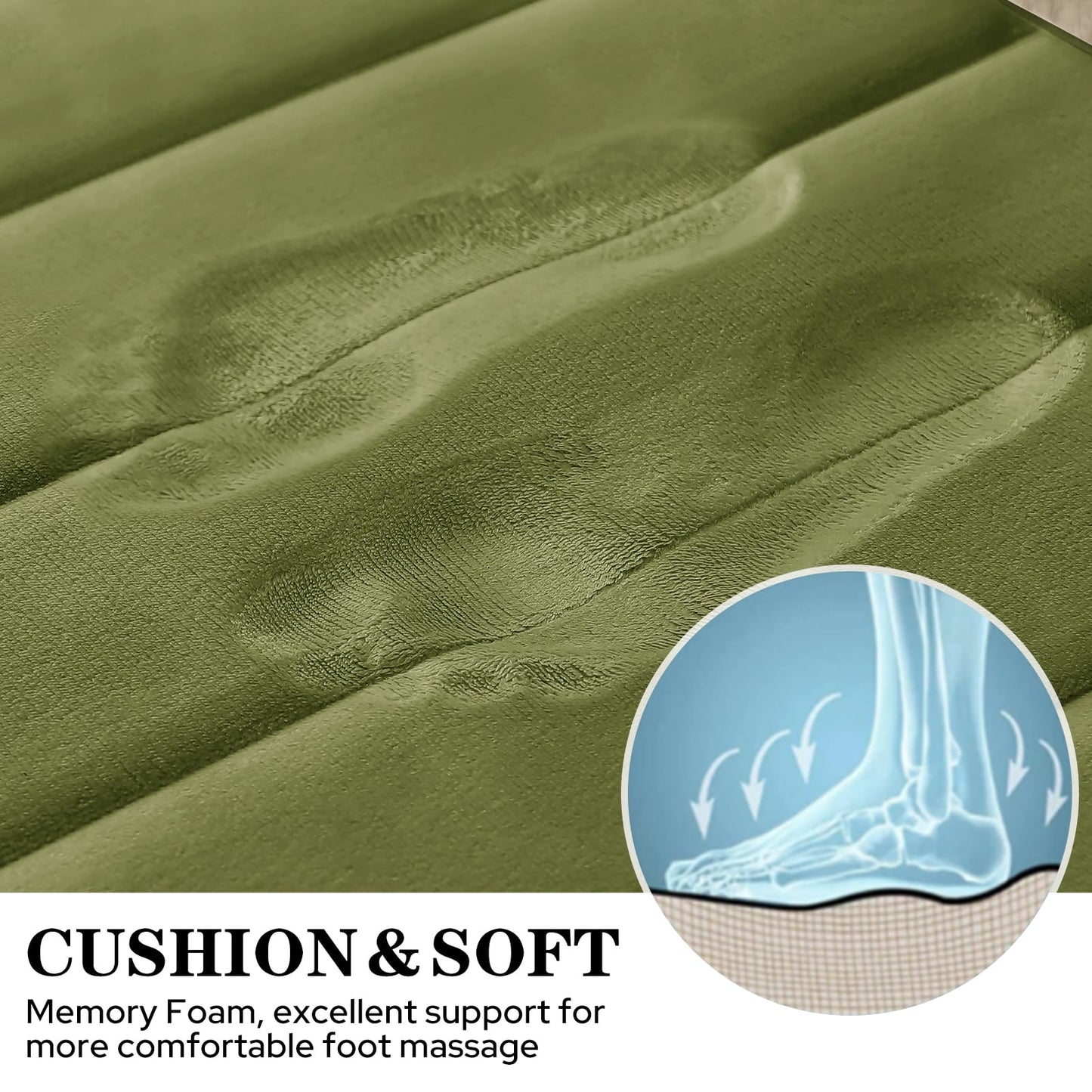 BYSURE Sage Green Memory Foam Bathroom Rug Set 3 Piece, Non Slip Extra Soft Absorbent Machine Washable Toilet Bath Toilet Mat (17"x24"+20"x32"+U Shape 20"x24")