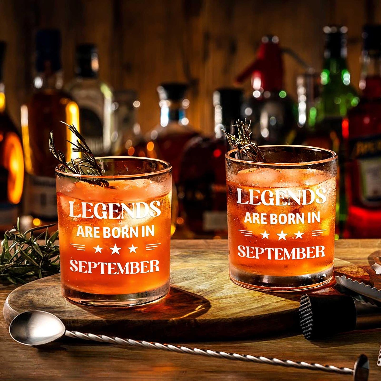 Futtumy Legends Are Born In September, 10 Oz Whiskey Glass with Wooden Barrel, Birthday Gifts for Men, September Birthday Gifts, 40th 50th 60th Mens Birthday Gift Ideas for Dad Grandpa Husband Son