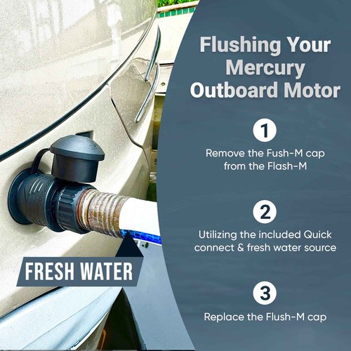 Flush-M Outboard Quick Connect Flush Kit for Mercury® - Compatible with Verado®, Pro XS®, FourStroke, SeaPro 75HP - 500HP & V10 Models - UV Stable & Durable Glass Filled Nylon Material - Black