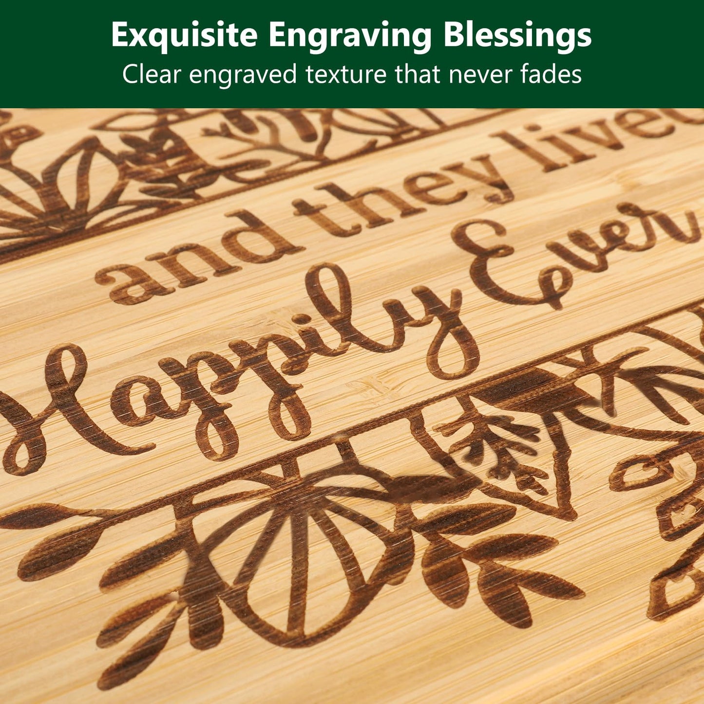Wedding Gift for Couple 2025, Engraved Cutting Board Bridal Shower Gifts for Bride and Groom Engagement, They Lived Happily Ever After Marriage Cutting Board, Newlywed Wedding Gift for Couples