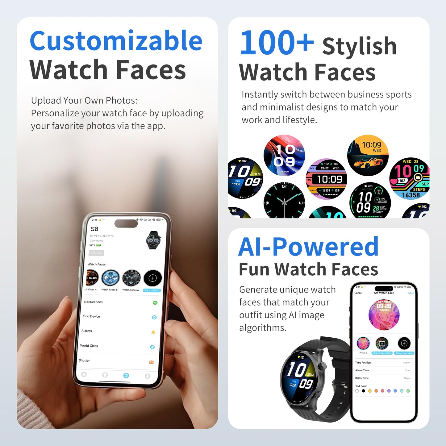 Ezon Smart Watch For Women Men(Answer/Make Calls),1.43 Amoled Fitness Tracker With 100+ Sports Modes,Heart Rate,Spo2,Sleep Monit