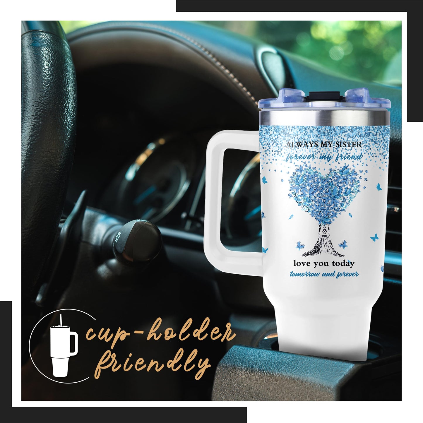GwaLod 40 oz Tumbler with Handle and Straw, Sis Tumbler, Birthday Gifts for Sisters, Sister Birthday, Sisters Gifts from Brothers, Gift for Sister, Soul Sis Gift for Women
