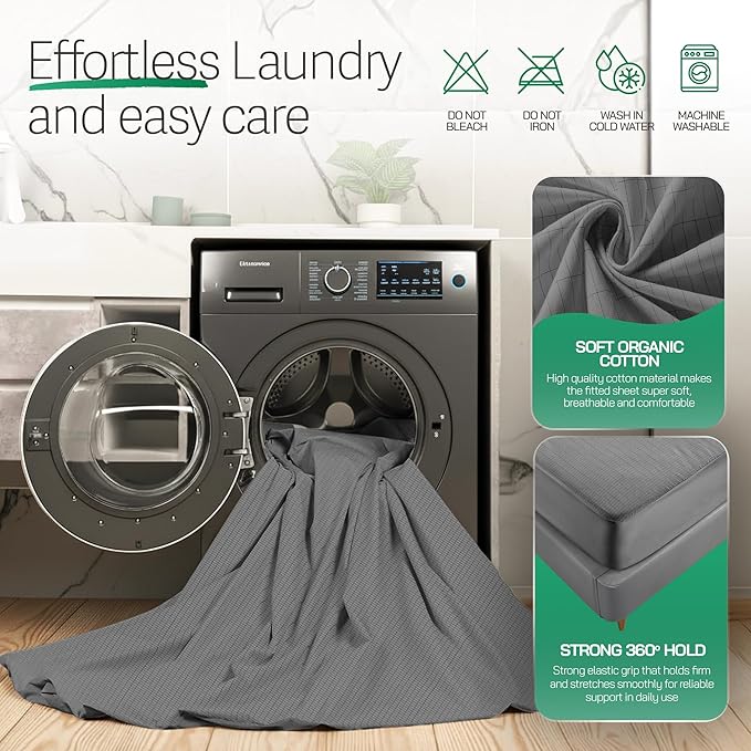 Earthbound Grounding Sheets Full Size - Improve Sleep and Relax with Our 90% Organic Cotton, 10% Pure Silver Grounded Sheet | Fitted Well Deep Pocket Grounding Well Bed Sheet, Earthing Sheets - Gray