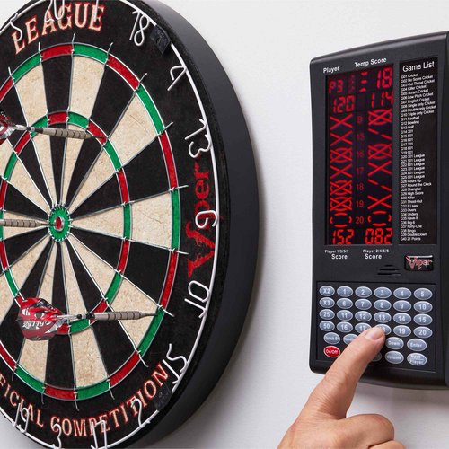Viper ProScore Digital Dart Scorer Scoreboard 40 Games Black & Shot King Regulation Bristle Steel Tip Dartboard Set
