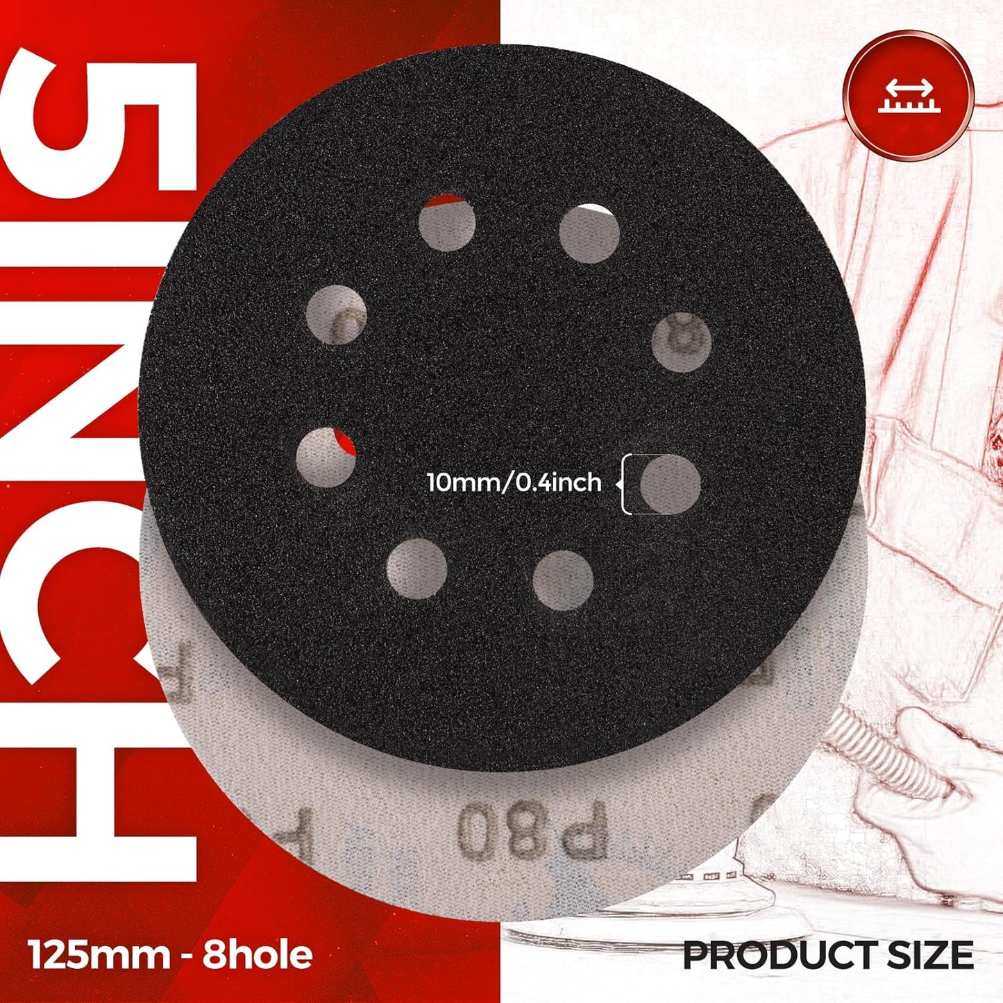 100PCS 5 inch Silicon Carbide Sanding Discs 320 Grit, Wet Dry Orbital 5 Sander Hook and Loop Sandpaper Disc, Best for Metal,Automotive,Wood Polishing