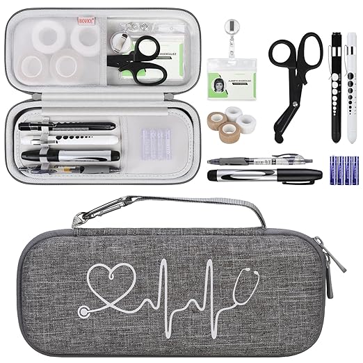 BOVKE Stethoscope Case Kit, 15 Pcs Tool Set Perfect Nurse Gift Include Stethoscope Case, Medical Scissor, Bandage Wraps, 2...