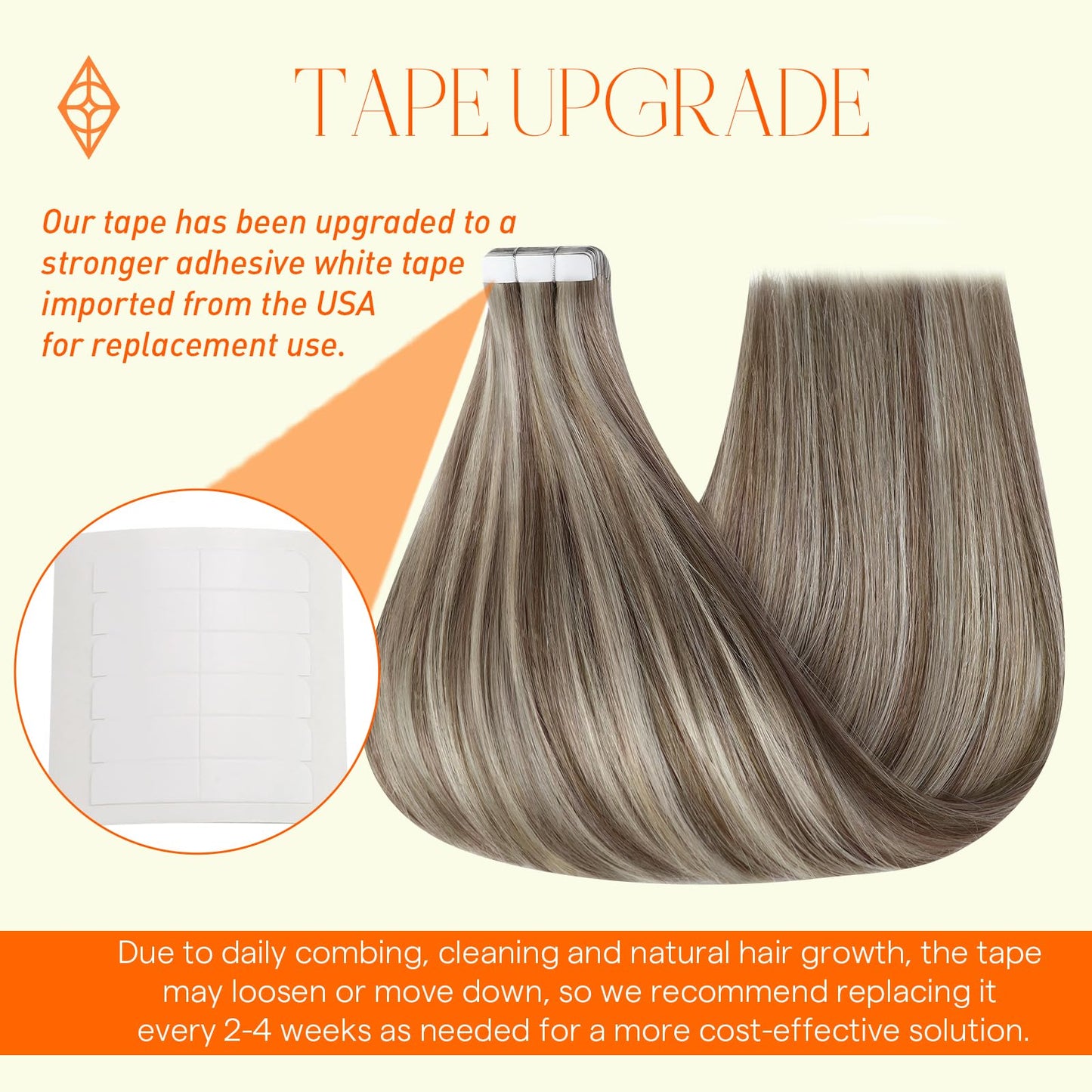 Full Shine Soft Remy Tape in Human Hair Extensions 20Inch Color 8 Ash Brown Highlighted 60 Platinum Blonde Real Hair Extensions