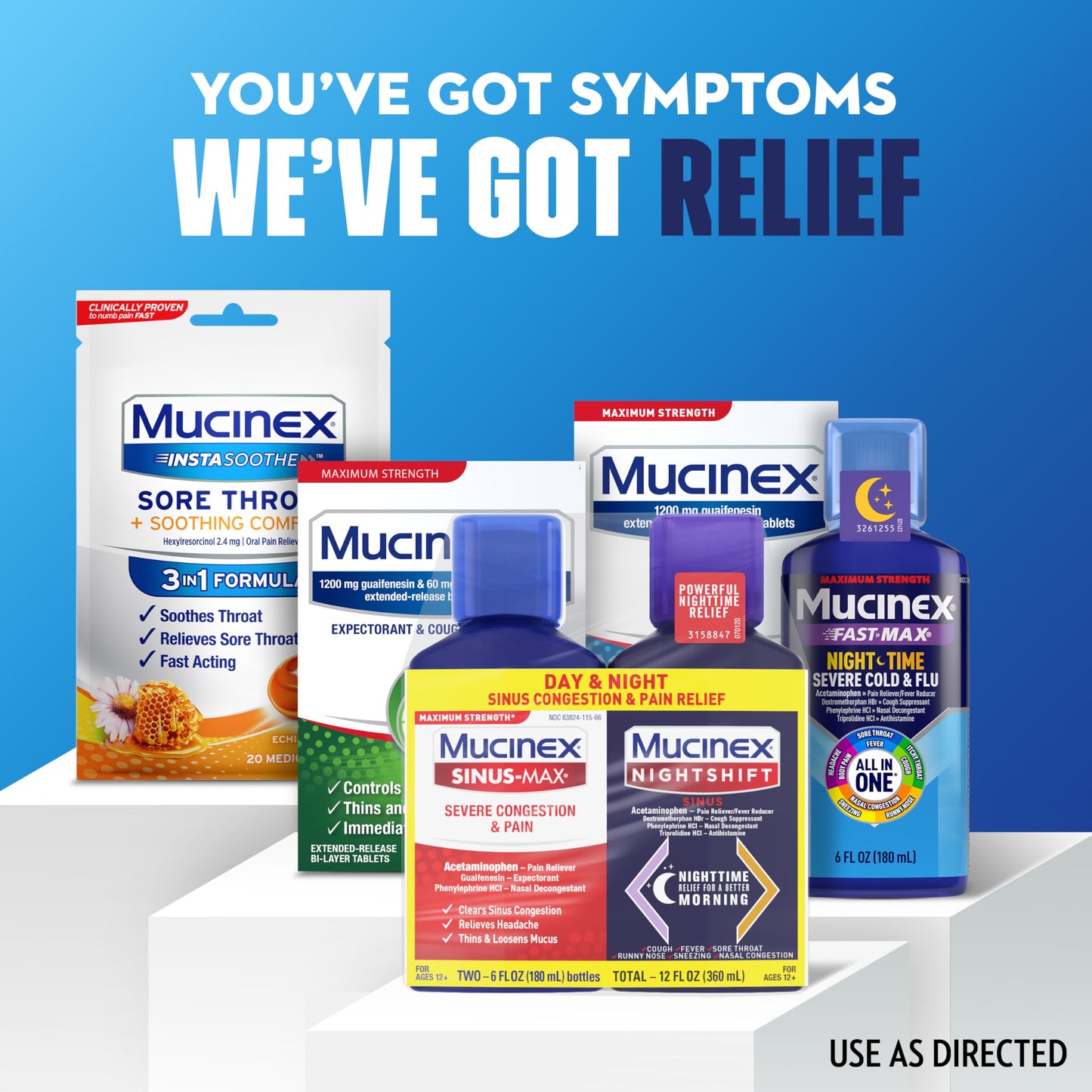 Mucinex Maximum Strength Sinus-Max Severe Congestion & Pain + Nightshift Sinus Liquid, Cold and Flu Medicine for Adults, Over-The-Counter Medication for Multi-Symptom Relief, 2x6 Fl Oz