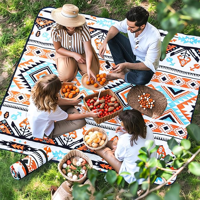 Picnic Blanket 80''x80'' Extra Large Outdoor Blanket, Waterproof Beach Blankets, Foldable Picnic Mat for Camping, Grass, P...