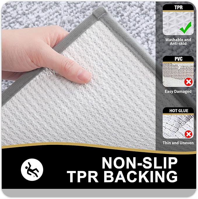 OLANLY Bathroom Rugs 70x24, Extra Soft and Absorbent Microfiber Bath Mat, Non-Slip, Machine Washable, Quick Dry Shaggy Bath Carpet, Suitable for Bathroom Floor, Tub, Shower (Long, Grey)
