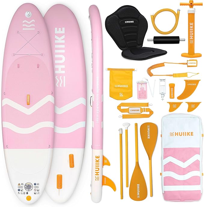 HUIIKE Inflatable Paddle Board for Adults with Accessories Included, Oar, Fins, Pump. Stand Up Paddleboard Great Stability...