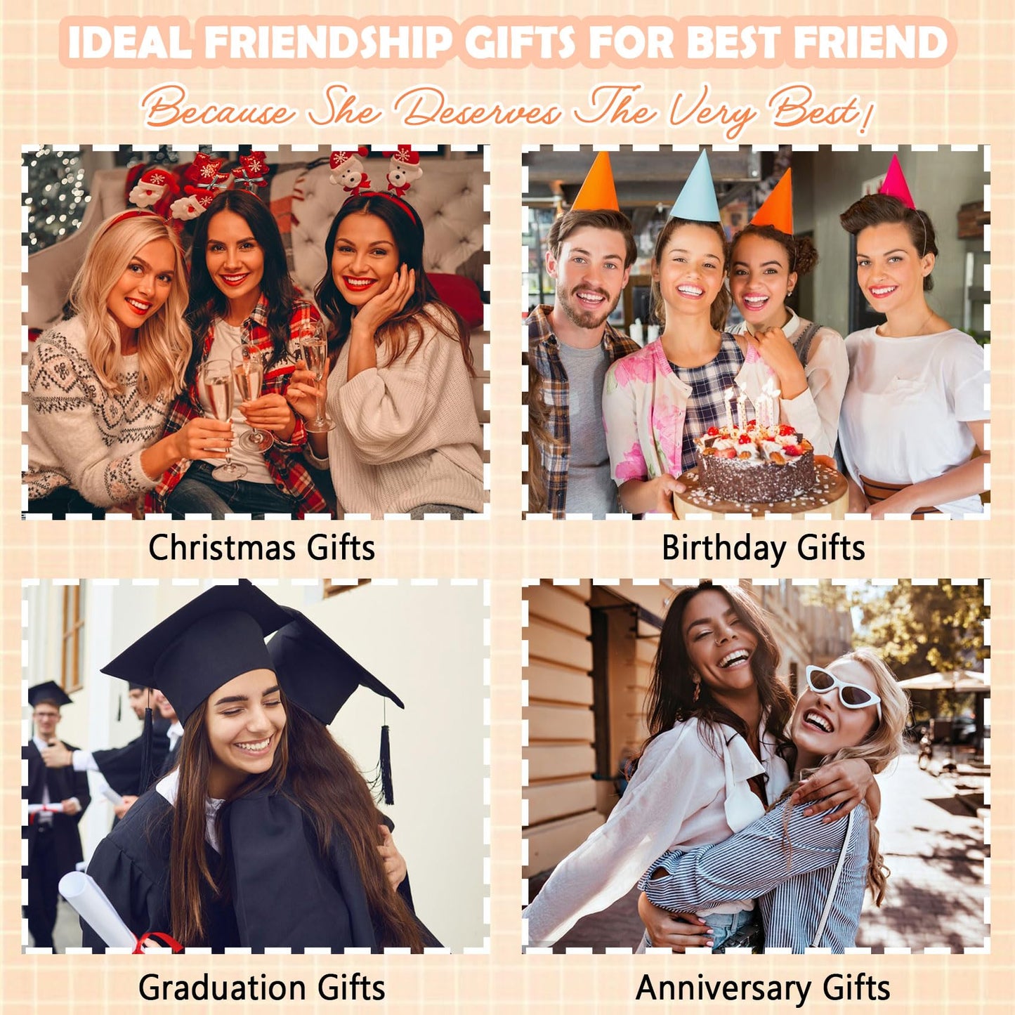 EPIRORA Bestie Gifts for Best Friend, Silver Wave Necklace for Women, BBF Birthday Anniversary Christmas Jewelry Present Idea
