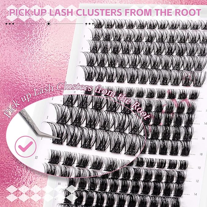 Cluster Lashes FADLASH 165pcs Lash Clusters Extensions Mix Tray 3 Styles DIY Eyelash Extension Individual D Curl Super Thin Band Soft (K1+K3+K4-0.07-D, 10-18mm)