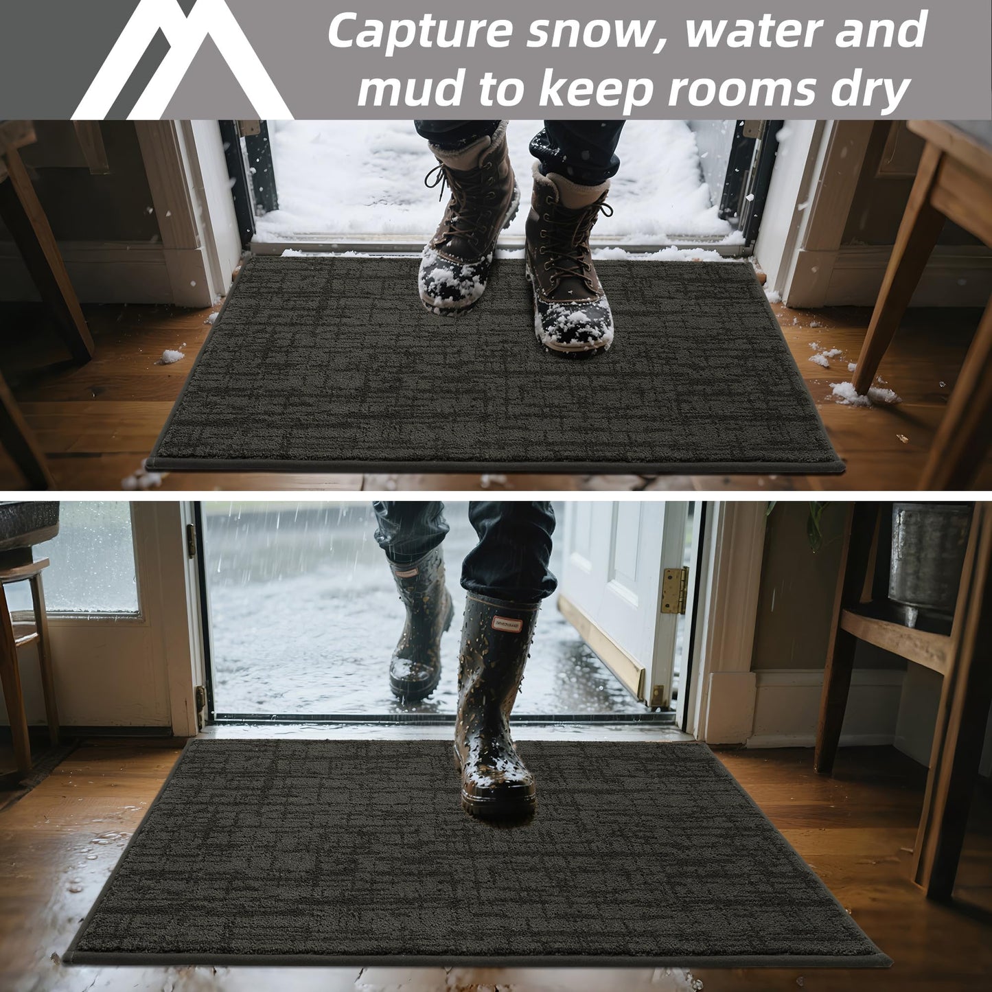 COSY HOMEER-Dirt-Trapper-Door-Mat 32"x48" Non-Slip Entryway Rugs Washable Welcome Mat Absorbent Entrance Mats Low Pile Dog Door Mats for Front Back Doomats and Wet Shoes,Dark Grey