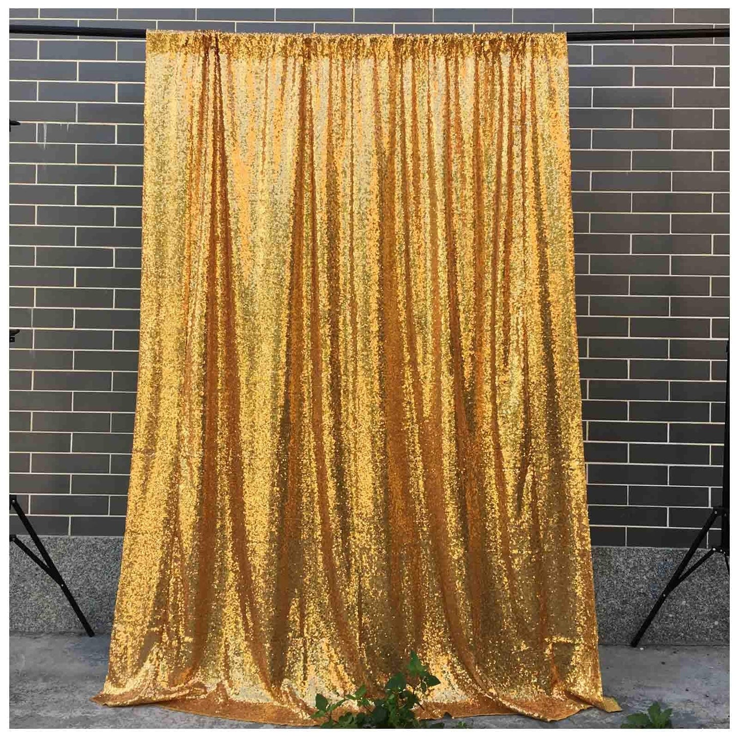 LQIAO 4FTX10FT Gold Shimmer Sequin Fabric Backdrops Wedding Photo Booth Sequin Curtain Drapes Panels Photography Background Decoration