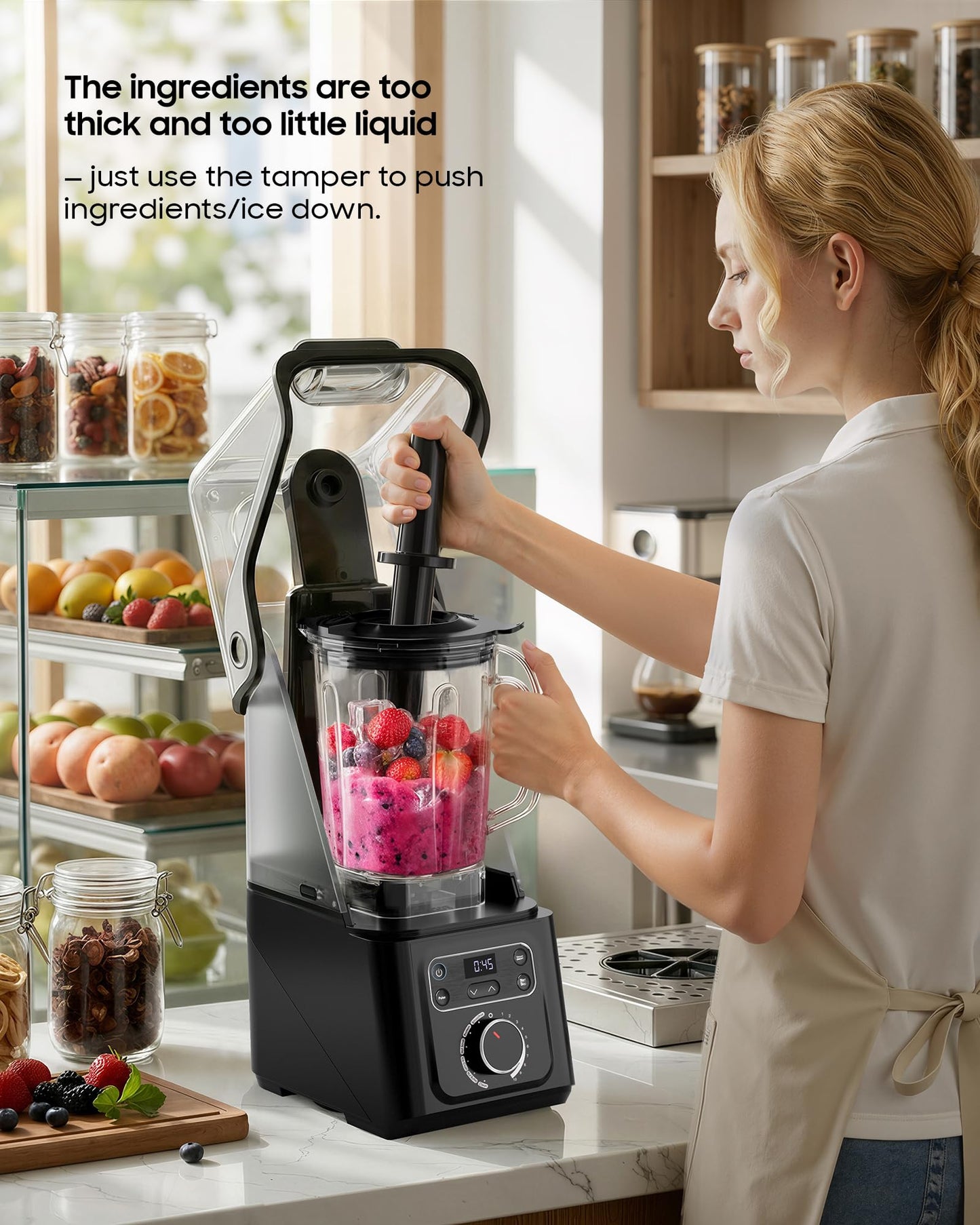 Professional Commercial Vacuum Blender with Quiet Shield, 2026 Upgraded 40000 RPM, 3000W/4HP Peak Power, 56oz Eastman Tritan Cup for Smoothie, Nut Milk, Hot Soup, Self-Clean, 5-Year Full Warranty