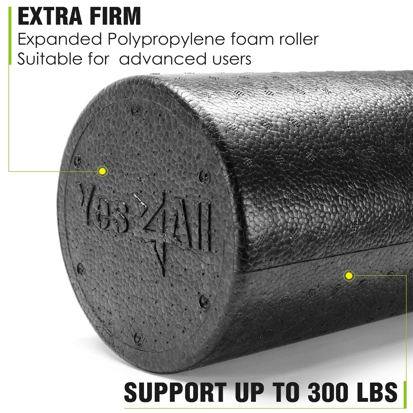 Yes4All EPP Exercise Foam Roller – Extra Firm High Density Foam Roller – Best for Flexibility and Rehab Exercises (12 inch, Black)