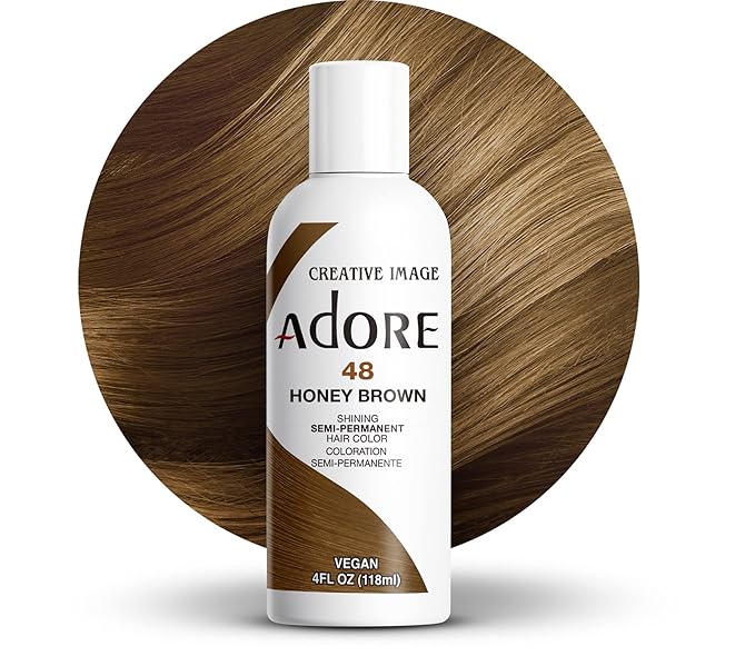 Adore Semi Permanent Hair Color (048 Honey Brown) | Vegan & Cruelty-Free Brown Hair Dye | No Ammonia, No Peroxide, No Alcohol | 4 Fl Oz (Pack of 1)