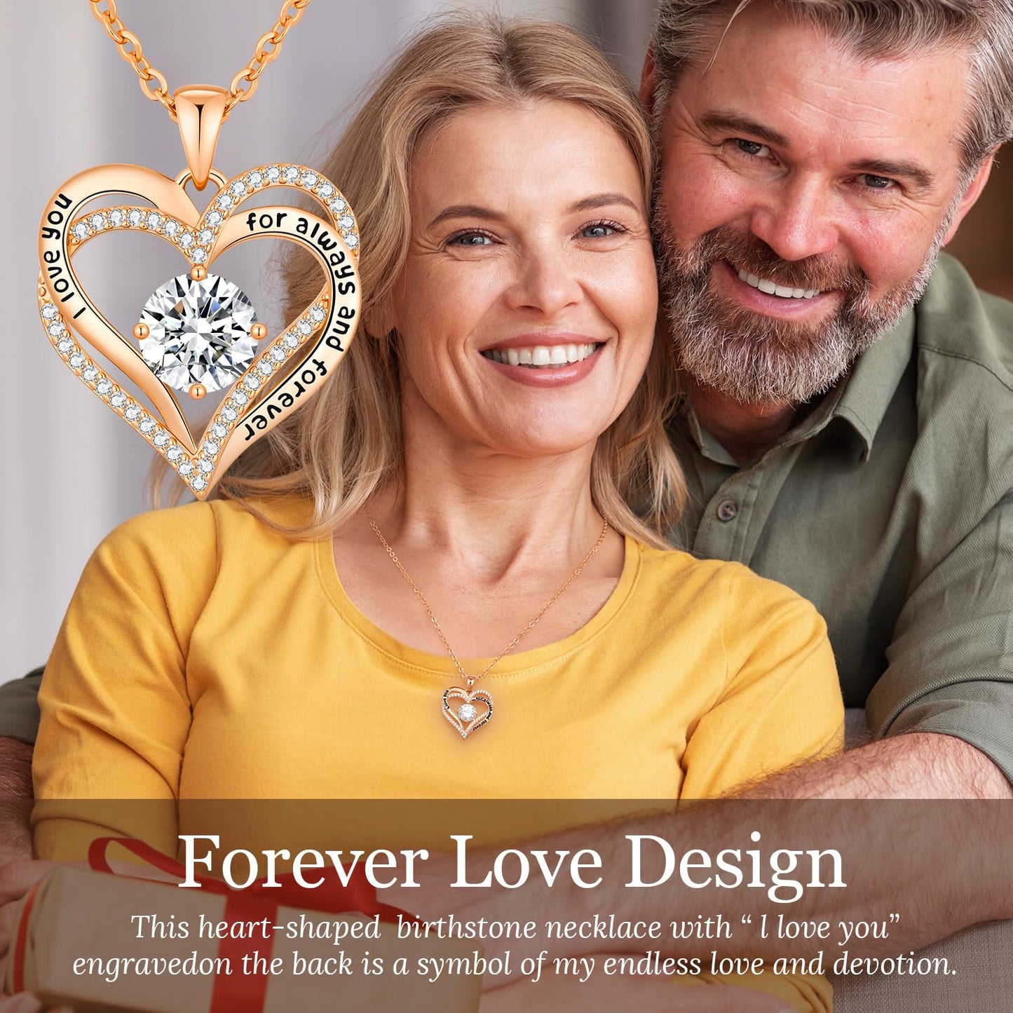 CDE Forever Love Heart Necklaces for Women, Mom, Girlfriend, Wedding Anniversary Birthday Mother Day Gift for Wife Girlfriend Jewelry with Birthstone Pendant