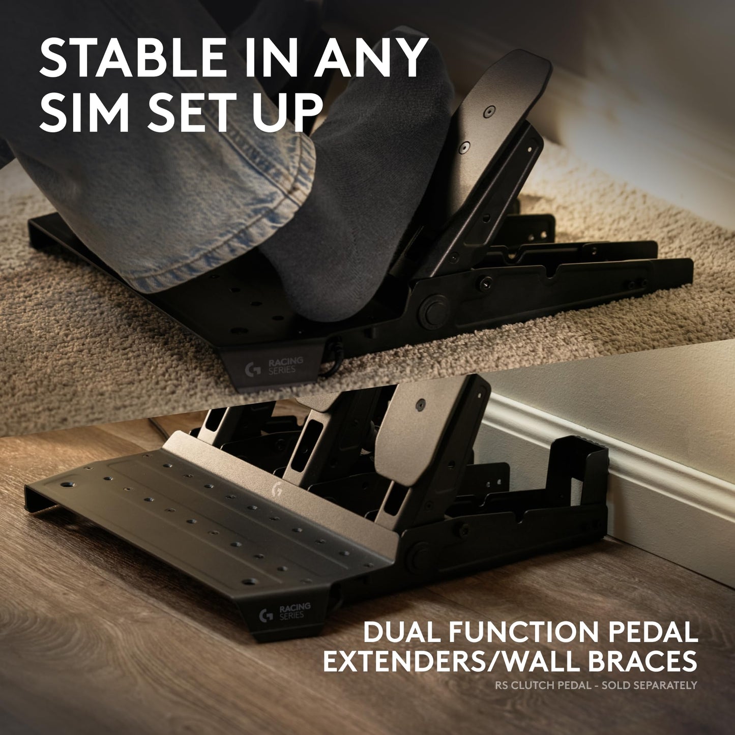 Logitech G RS Pedals - Sim Racing Pedals with 75 kg Load Cell Brake, Adjustable Pedal Positions, Modular Design, Robust Extendable Steel Frame