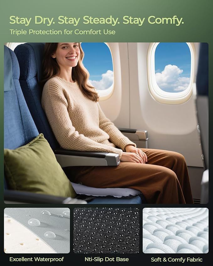 Relispo Self-Inflating Stadium Seat Cushion, Waterproof & Lightweight Inflatable Seat Cushion for Airplane Seat Travel Bleacher Camping, High Density Foam Blow up Sitting Pad for Backpacking