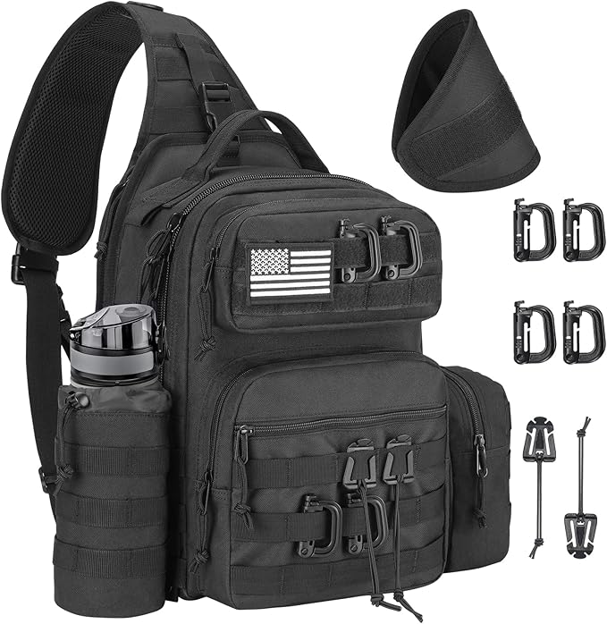 CVLIFE Tactical Sling Bag Backpack for Men Military Shoulder Sling Bag Molle Army Assault Detachable Tactical Bag with Bot...