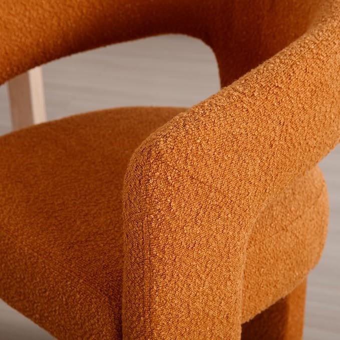 DAYALANE Modern Boucle Dining Chair, Sherpa Upholstered Accent Kitchen Chair with Arms Comfy Barrel Side Chair for Living Room/Home Office/Reception, Windsor Tan