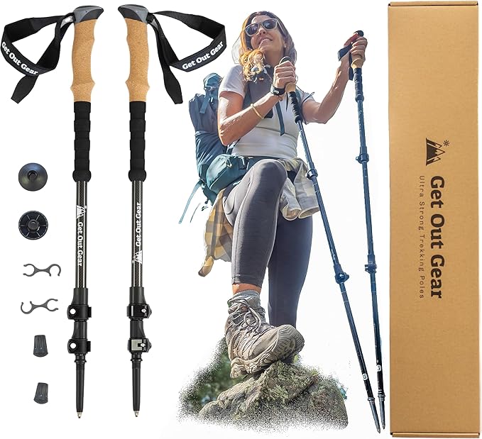 Get Out Gear | Goat Stix | Ultra-Strong Carbon Fiber Trekking Poles| Hiking Poles, Hiking Sticks, Nordic Walking Poles | C...