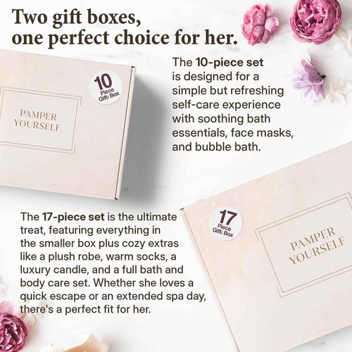 17-Piece Luxury Gift Set with Robe | Complete INFUSÉ White Tea & Coconut Bath Collection | Self-Care Kit with Bath Bombs, Face Masks & Hair Care | Bridesmaid, Mom, Wife, Grandma or Loved Ones