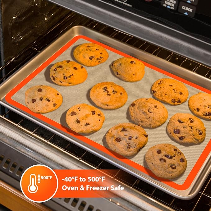 Macaron Silicone Baking Mats, 3 PCS Non Stick Macaroon Mat Silicone for Macarons, Cookie, Pastry, Orange