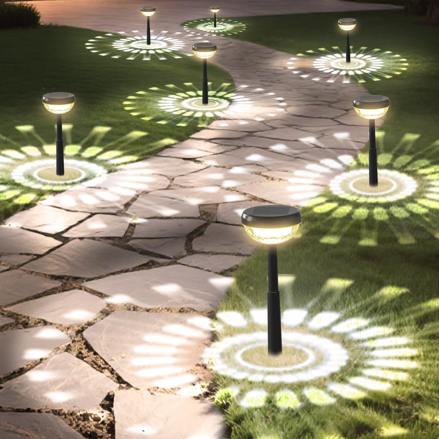 Ensenior 10-Pack Solar Lights Outdoor, Auto ON/Off 3000K LED Solar Garden Lights for Pathway, Yard, Patio, Walkway, Flower Bed, Halloween Christmas Landscape Lighting, IP65 Waterproof, Flag Lights