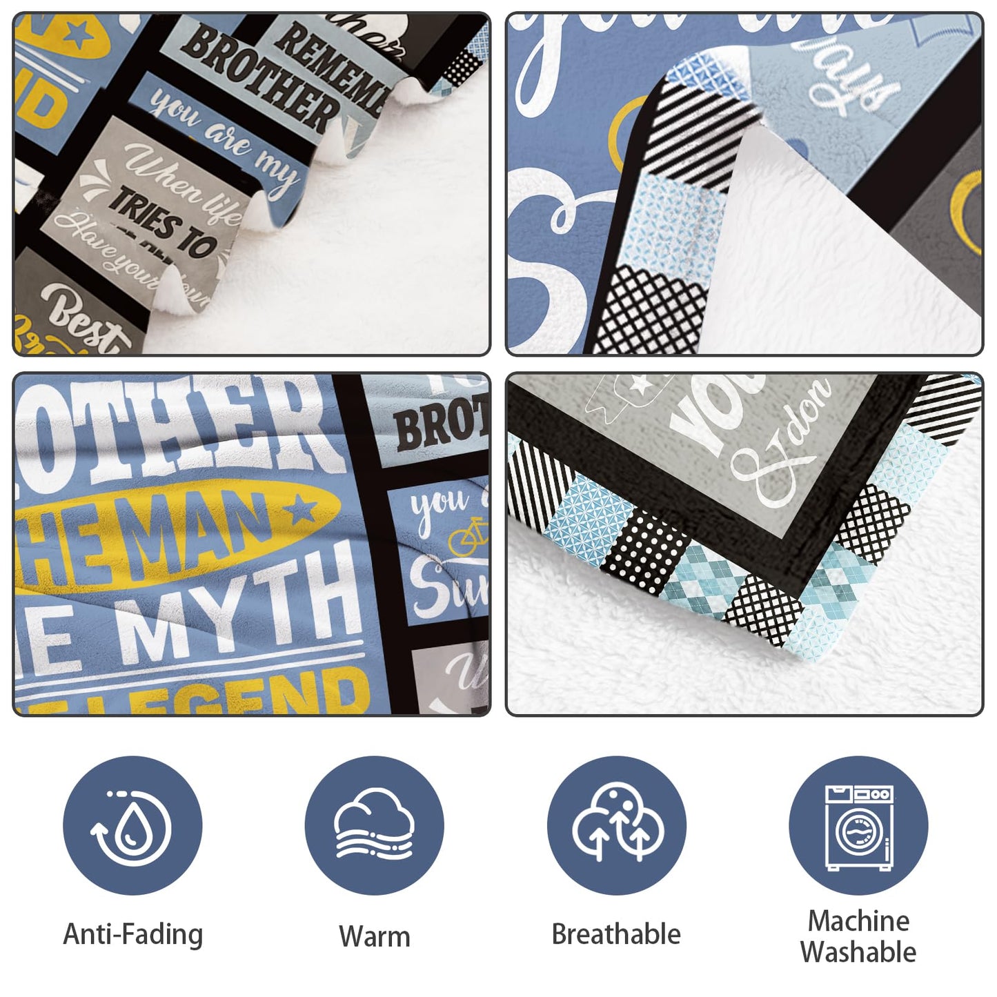 Birthday Gift for Brother, Funny Soft Warm Throw Blanket 50" X 60", Big Brother Gifts from Sister, Thoughtful Birthday Christmas Graduation Fathers Day Blanket for Best Bro