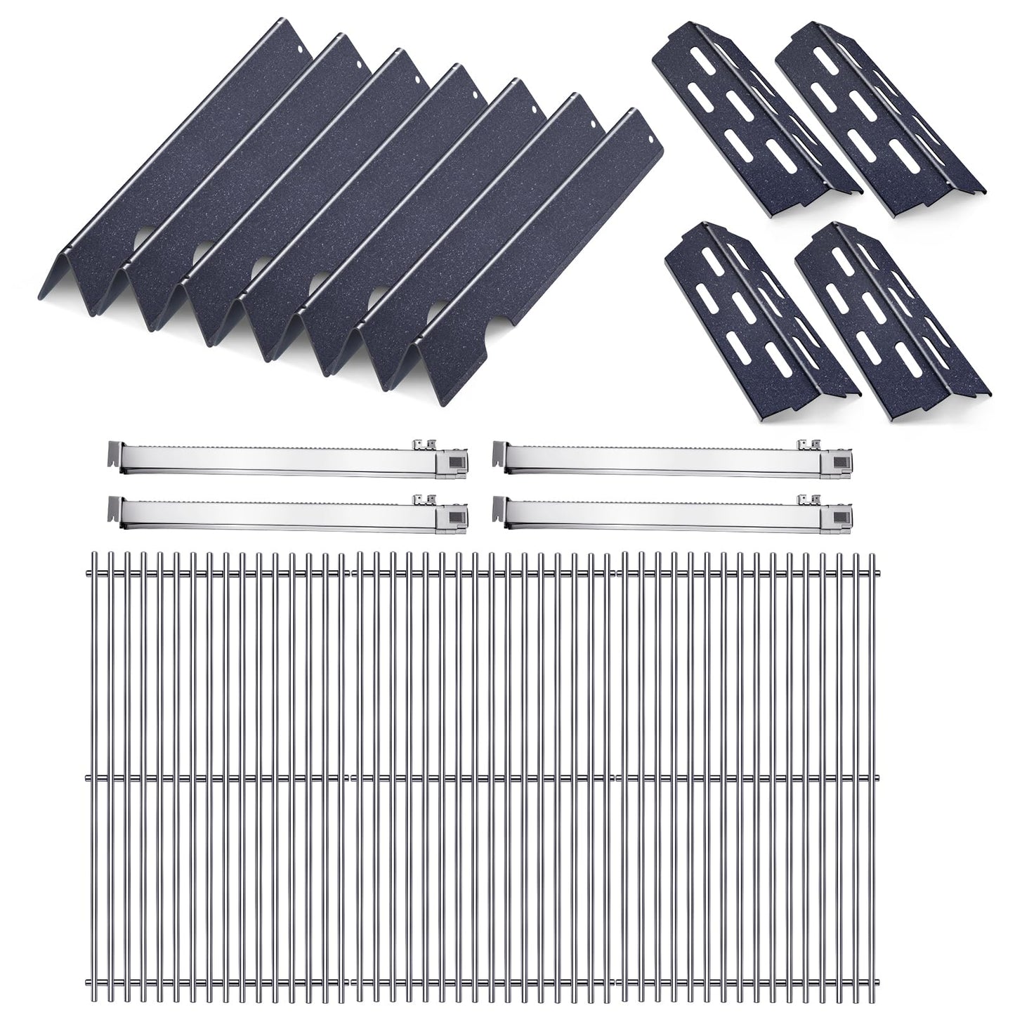 Cozilar Grill Burners Gas Parts for Weber Genesis 2 E-410, S-410, Genesis II Grill 400 Series LX E-440, S-440, Stainless Grill Grates 66089, 66097, 66041, 66033, 66796, Porcelain Steel Flavorizer Bars