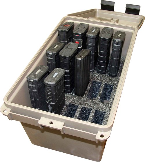 MTM TMC15 Tactical Mag Can and Walker's Razor Slim 23dB Folding Electronic Ear Protection, Tan Patriot