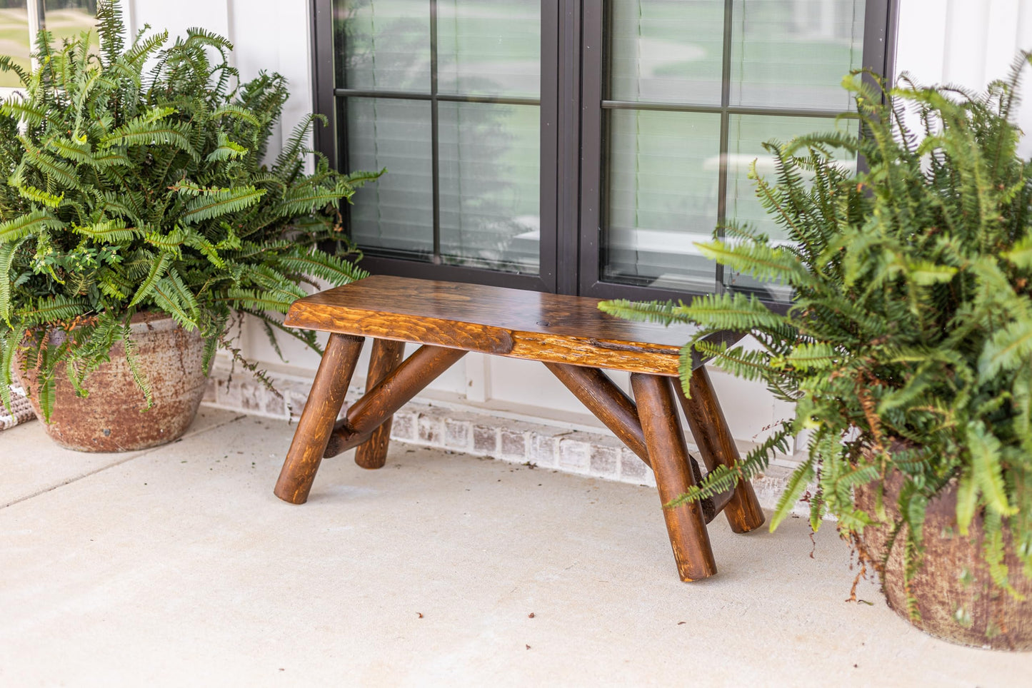 SRL Rustic Logwerks Indoor Bench — Pine & Cedar Wood Bench — Front Porch Decor — Live Edge Small Bench for Entryway, Garden & More — Handcrafted Wooden Bench — Rustic Furniture (36”, Honey Pine)