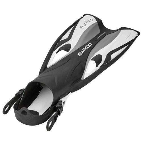 Italian Design Premium Tempered Glass Lens Anti-Fog Panoramic View Frameless Snorkel Mask, Elite Dry Snorkel Tube, Adjustable Fins - Mask Fin Snorkel Set