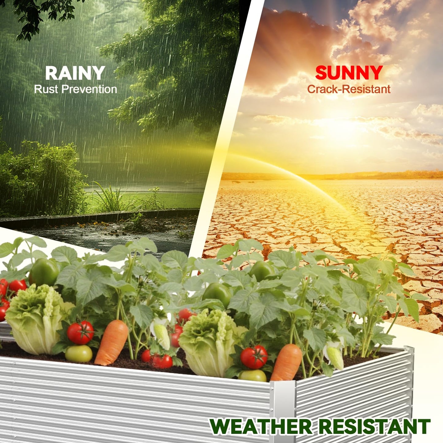 OZMSHF 2 Pack Tall 8FT Raised Beds for Gardening, Corrugated Galvanized Steel Raised Garden Bed, Outdoor Metal Above Ground Garden Bed for Vegetables and Flowers(Rectangular)-8x3x1.5FT