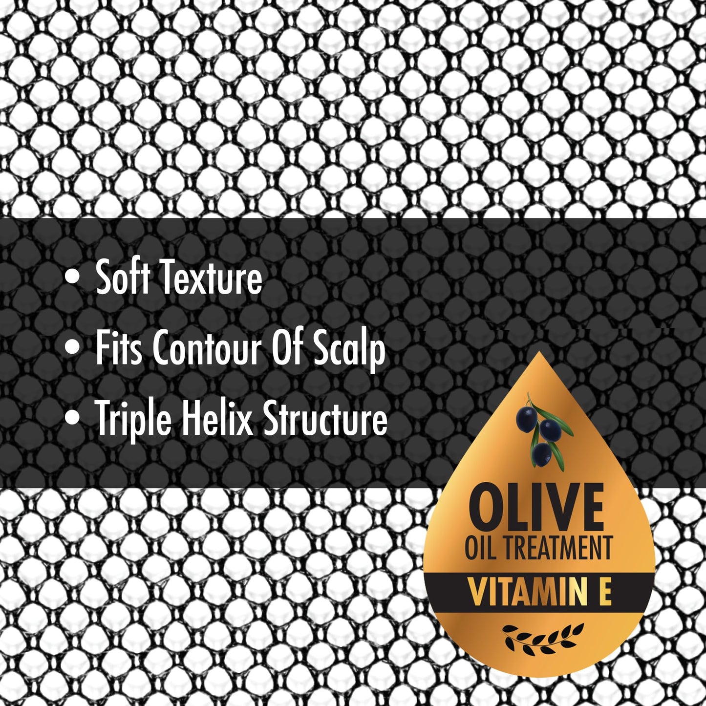 DONNA Deluxe Soft Weaving Net – Olive Oil + Vitamin E Treated Hair Net for Sew-In Weave, 17.5” x 26” Size, Fits Contour of Scalp, Triple Helix Structure for Strong Hold & Natural Look, Black