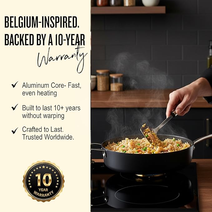 Alva Maestro 7-Piece Ceramic Nonstick Cookware Set – Made Without PTFE, PFOA, PFAS, Non-Toxic Pots & Pans with Lids – Induction & Oven Safe to 400°F – Even Heat, Easy Clean, Durable Aluminum