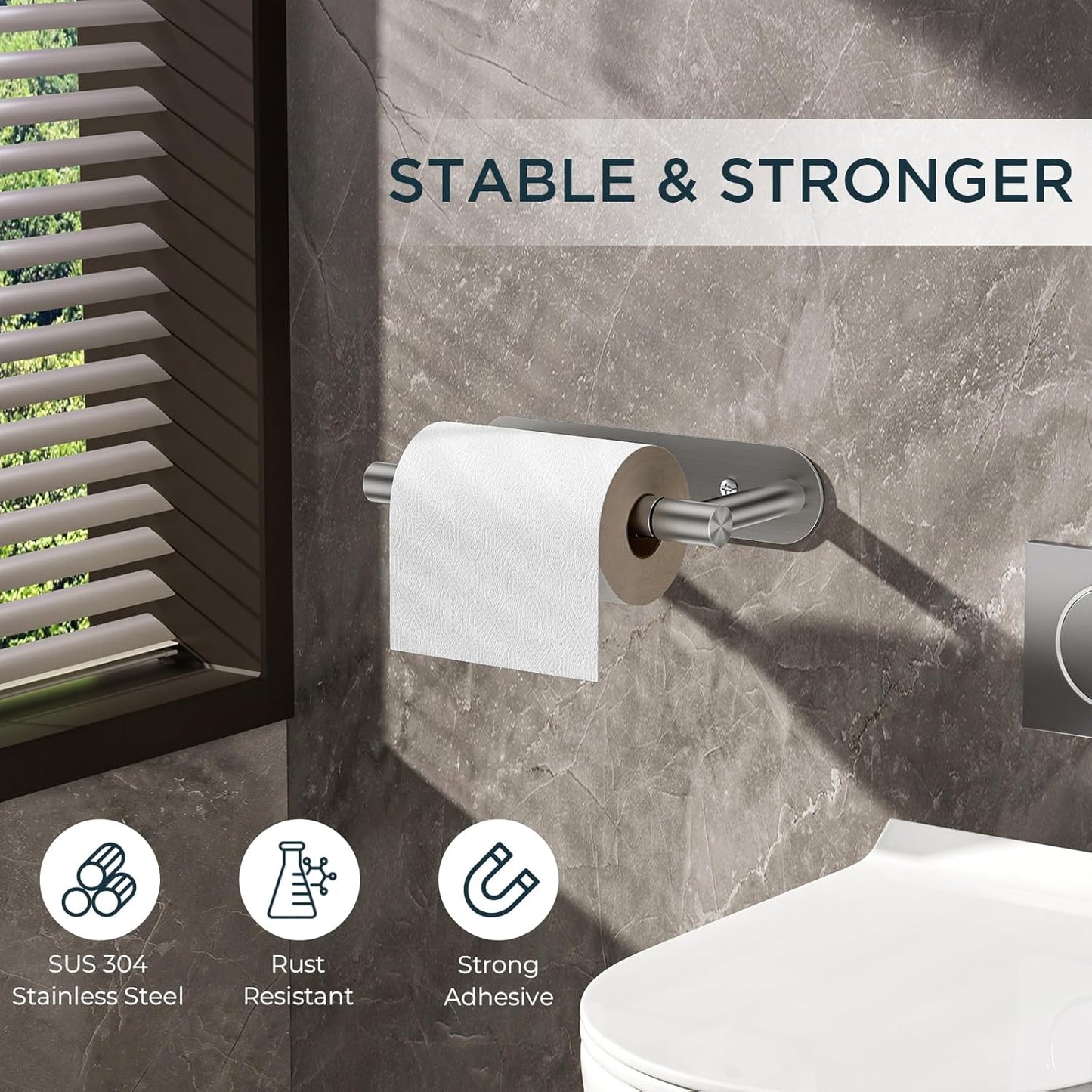 FORIOUS Toilet Paper Holder, Adhesive or Screw Wall Mount Pivoting Tissue Roll Holder for Bathroom, Stainless Steel Rustproof Self Adhesive Toilet Paper Roll Holder no Drilling, Brushed Nickel