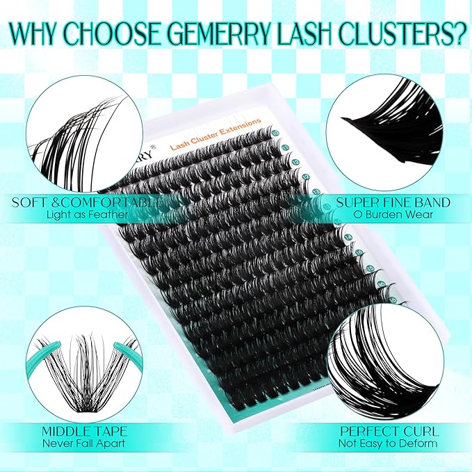 Eyelash Clusters Fluffy Lash Clusters Thick 280pcs Cluster Eyelash Extensions DIY At Home Individual Lashes Cluster Lashes by GEMERRY（100P-15-20mm)