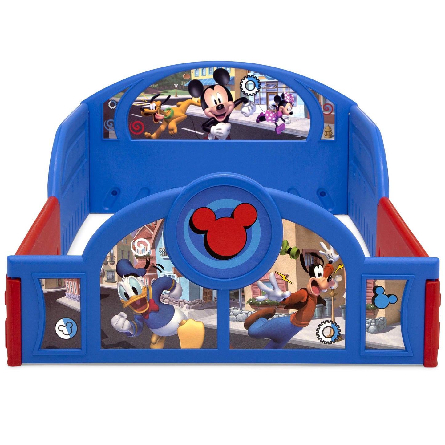 Delta Children Disney Mickey Mouse Plastic Sleep and Play Toddler Bed with Attached Guardrails